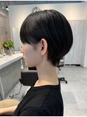 大人ショートボブ丸みショートカットマッシュショート前髪あり