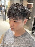 波巻きツイストスパイラル 刈り上げショート サーフカール