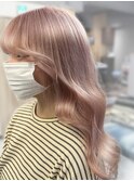 30代40代ブリーチミルクティー伸ばしかけミディアムウルフ