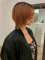 キャパサウス 春日 大野城店(CAPA south)&nbsp;顔周りカット ウルフレイヤー ダブルカラー オレンジブラウン