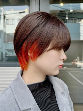 トゥイン 八王子(TWIN) インナーカラーオレンジカラーブリーチダブルカラー髪質改善