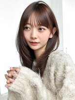 アルバム 銀座(ALBUM GINZA) ロング顔周りレイヤー韓国ヘアココアベージュ_F51280