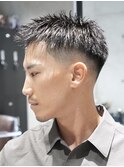 MEN'S/黒髪アップバングショート×フェード/短髪