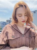 カット+ブリーチ+オレンジベージュ外国人風