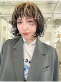 ボブヘアカットコントラストカラーアンブレラーカラー