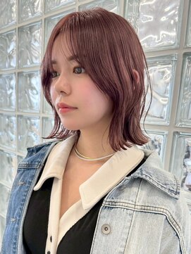 サンクマーケット 渋谷(cinq MARKET) 渋谷ダブルカラーブリーチカラータッセルボブピンクベージュ30代