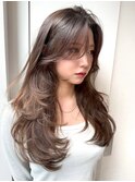 オリーブグレー/韓国風巻き/レイヤーカット/くすみベージュ/天神
