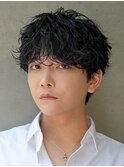 原宿シャドウパーマルーズパーマメンズカットラウンドマッシュ
