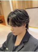 シャドウフェザーパーマナチュラルセンターパートニュアンス