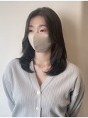 大人可愛い鎖骨ミディアムレイヤー×ストレート×20代30代40代