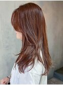 レイヤーオレンジブラウン_ブラウンハッシュカット_ba477521