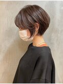 ショートボブカットミルクティーベージュブラウンタッセルボブ
