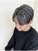 メンズハイライトセンターパート