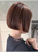 20代30代ミニボブココアブラウン小顔美肌ストレート丸み