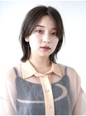 ミディアム・ボブ/絶壁解消/前髪あり/30代/40代/50代