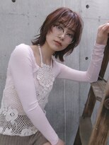 ヘアー アイス 御器所本店(HAIR ICI)&nbsp;顔周りレイヤーカットボブ暖色ピンクカラー