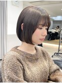大人可愛い20代30代40代前下がり丸みボブ/ミニボブ/ベージュボブ