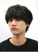 原宿ゆるめシャドウパーマメンズマッシュウルフカット10代20代