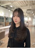 小顔外ハネミディアムアッシュ20代30代40代くびれミディ韓国ヘア