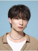 韓国ヘアニュアンスコンマバングセンターパートフェザーパーマ