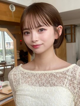 バイオレット 表参道店(Violet) 前髪顔まわり小顔似合わせボブカットブラウンカラー