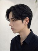 爽やかメンズビジネスショートセンターパート黒髪透明感夏カラー