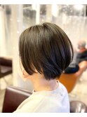 アッシュベージュ大人前下がりショートボブ/ツヤ髪スタイル/亀戸