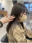 20代30代大人可愛い艶感グレージュイヤリングカラー外ハネ