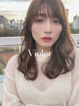 バイオレット 表参道店(Violet) ベージュブラウン小顔レイヤーウェーブロングレイヤーカット