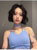 ボブパーマレイヤーパーマ顔周り前髪ボブショート/渋谷