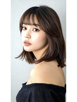韓国ミディアム×縮毛矯正×透明感カラー