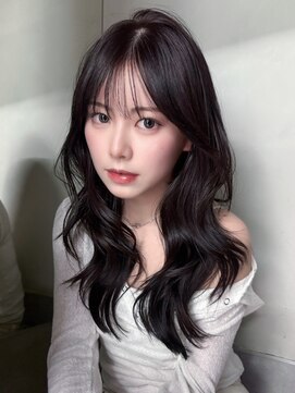 アイティーバイアルバム 八王子店(IT by ALBUM) ロング黒髪前髪カット顔周りレイヤー韓国ヘア_F31312