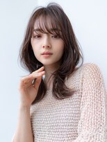 20代30代大人可愛い斜めバング/レイヤーカットグレージュカラー