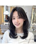 2wayバング 韓国前髪 シースルー ミディアム くびれヘア 顔周り