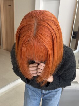ミリ 奈良店(mm) オレンジ/近鉄奈良/ダブルカラー/暖色/奈良/学割/ブリーチ/ボブ