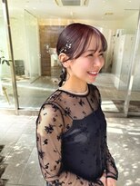 ヘアメイク シュシュ(Hair make chou chou) ボブヘアアレンジ結婚式ヘアセット　金箔編みおろしポニーテール