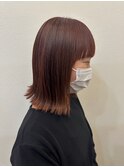 結べるボブ＊外ハネ＊アプリコットオレンジ＊20代30代