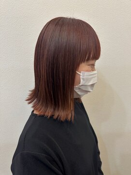 美容室ヒラトヤ 都南店 結べるボブ＊外ハネ＊アプリコットオレンジ＊20代30代