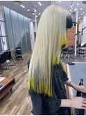 大人可愛い◎裾カラーブロンド黄色ブラック