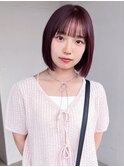 チェリーブラウン 前髪カット ブリーチなしダブルカラー