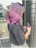 【和歌山美容室】ダブルカラーでバレイヤージュ風パープルカラー