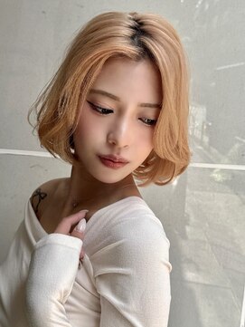 ディオ アンド ルーチェ(Dio&Luce) 透明感ブリーチ×くびれボブ/大人ベージュカラー