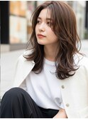 セミロング20代30代ストレートレイヤー前髪なし前髪あり越谷