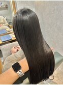 ロング/ストレート/アッシュブラック/縮毛矯正/国分寺/髪質改善
