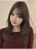 くすみベージュマロンベージュホワイトブロンド細めハイライト