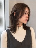 韓国ミディアムハッシュカット顔周りレイヤー艶髪オリーブ船橋