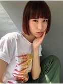 オレンジ系パッツンボブ