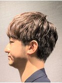 大人ツーブロック マッシュショートダウンバング ダークブラウン