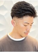 ビジネスナチュラルパーマ/ツーブロアップバング/フェード30代