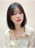 イメチェンヘア小顔カット外ハネボブ美髪ワイドバング黒髪